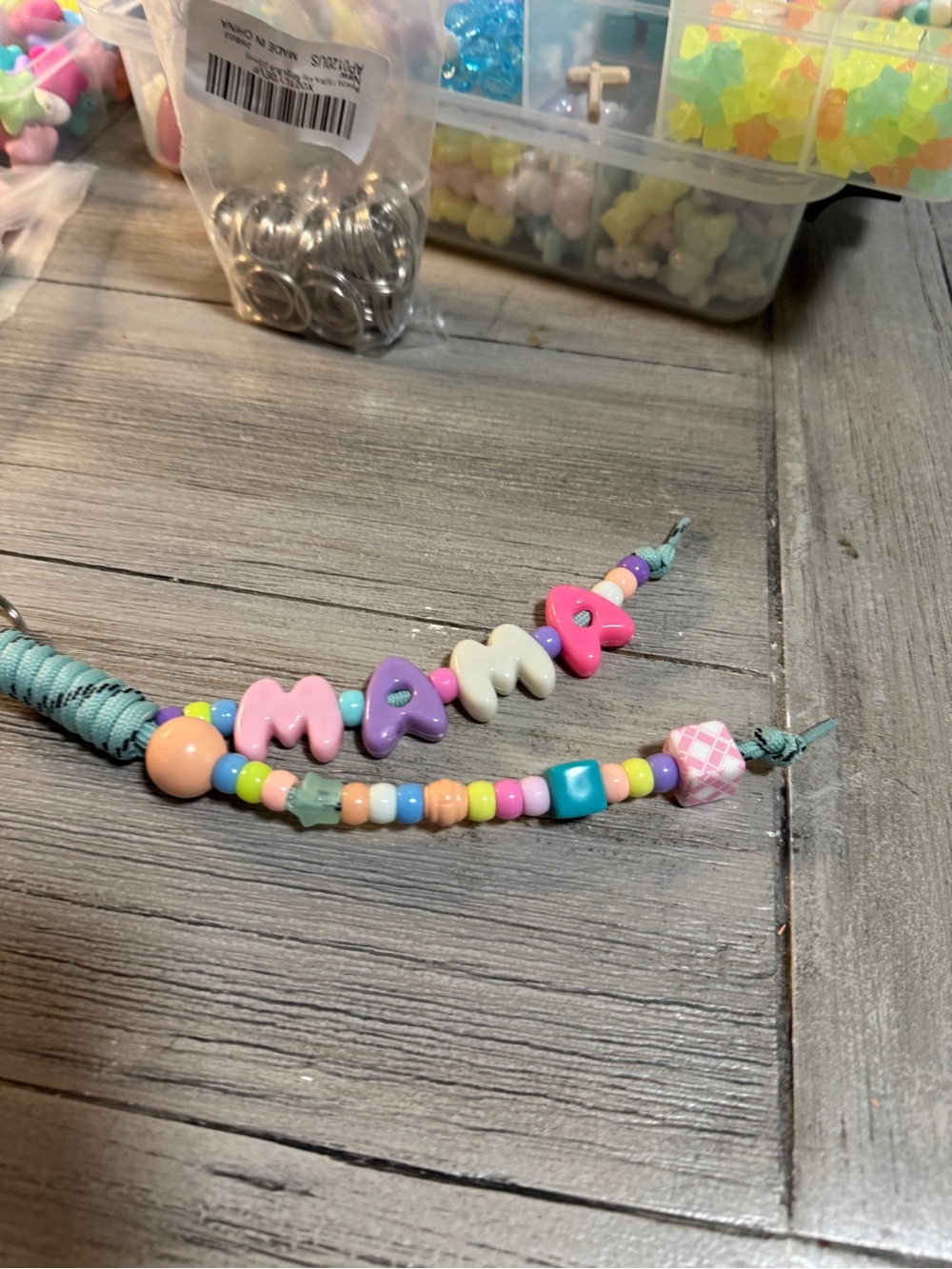 Personalized Kids Beaded Bracelet - Pastel Pink, Purple & Mint